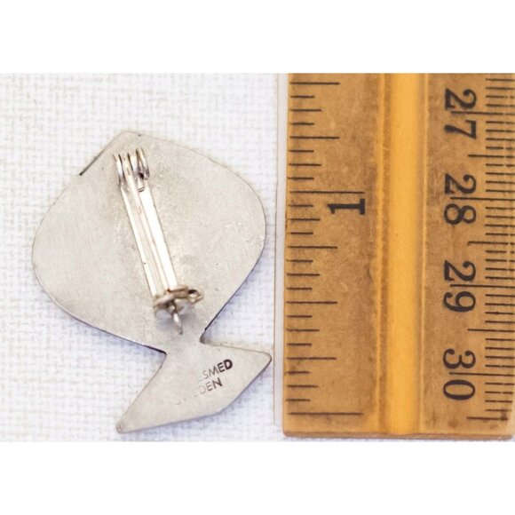 Vintage Silver Tone Symbolic Intricate Fish Brooch by Sweden - U1 - Picture 2 of 2